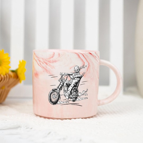 Zombie biker riding Zombie biker riding inspiratio Marble Mugs