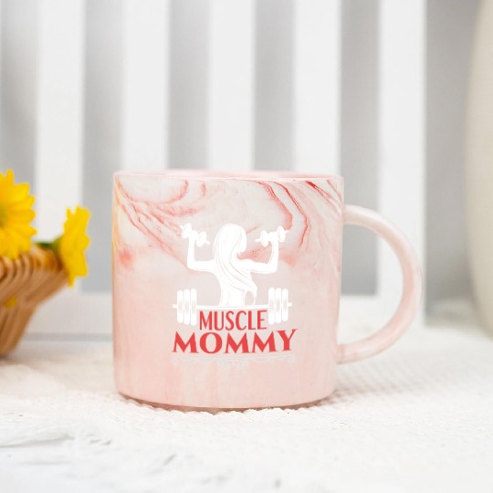 Muscle Mommy fitness saying Marble Mugs