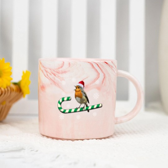 Robin Bird Watching Redbreast Birding Christmas Marble Mugs