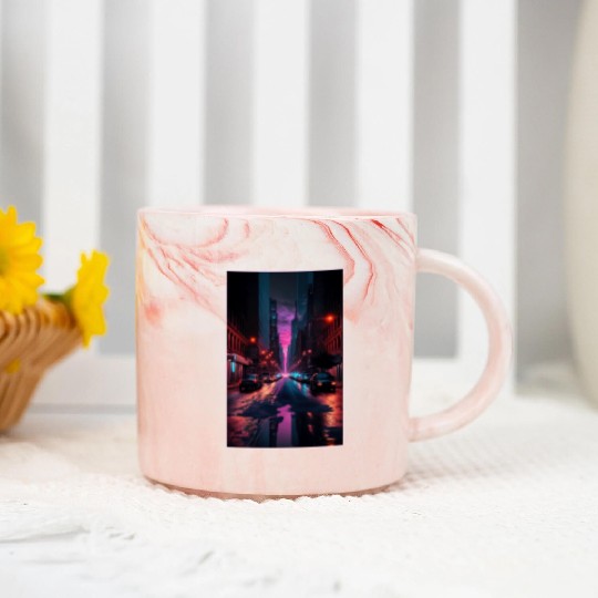 New York Vaporwave Aesthetic Retro Style Love NY Marble Mugs