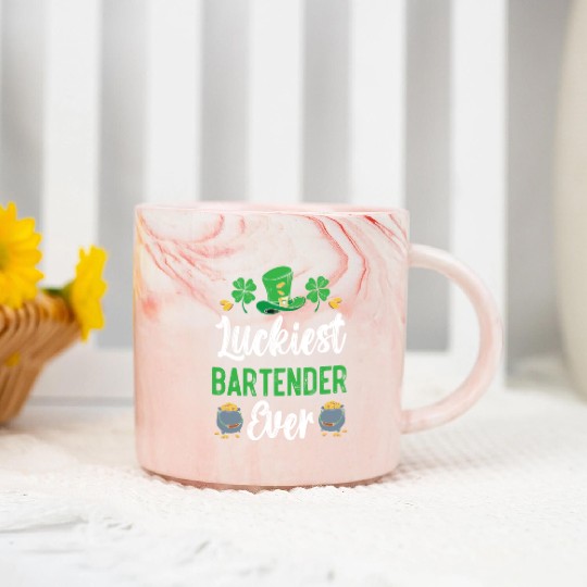 Luckiest Bartender Ever St. Patrick's Saint Pattys Marble Mugs
