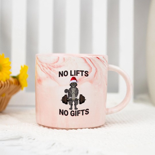 Funny No Lifts No Gifts Christmas Workout Marble Mugs