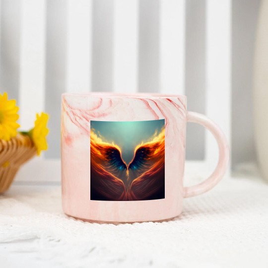 Mashup Epic Wallpaper Flaming Angel Wings Marble Mugs