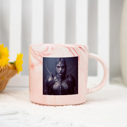 Mashup Female Vampire & Dark Fantasy Knight Marble Mugs