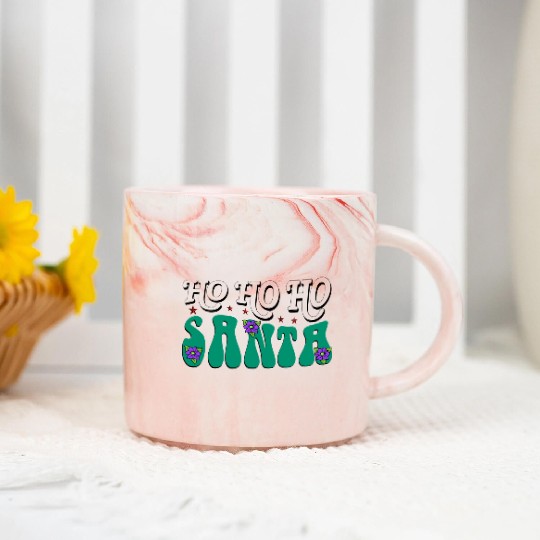Ho Ho Ho Santa Marble Mugs