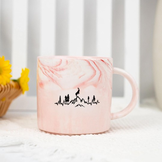 Mountain and Ibex pulse heart beat, mountain goat Marble Mugs