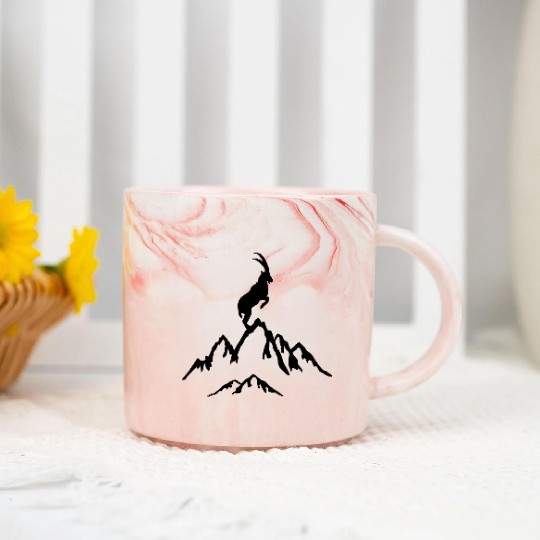 Mountain and Ibex, Mountains and Mountain goat Marble Mugs