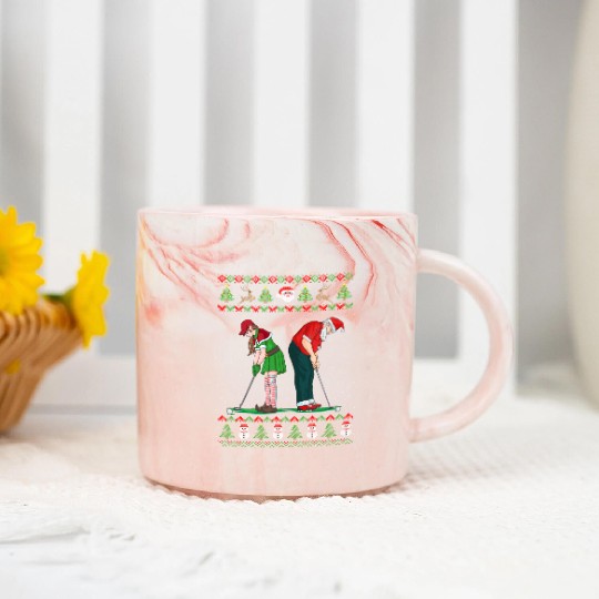 Golf Elf Golfer Ugly Christmas Santa Claus Golfing Marble Mugs