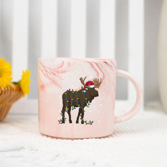 Moose Christmas Scandinavia Animal Marble Mugs