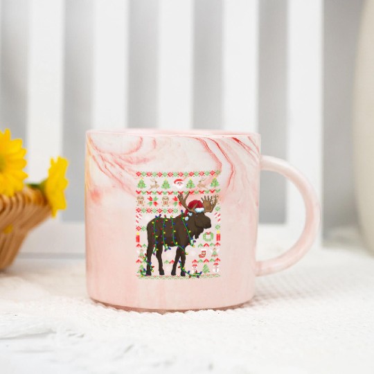 Ugly Christmas Moose Sweden Marble Mugs