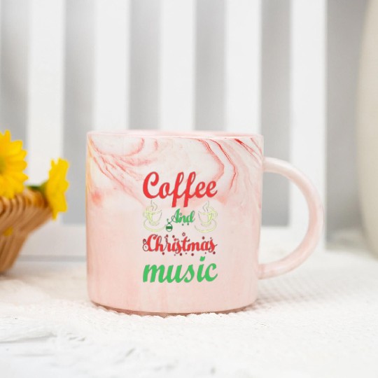 Coffee and Christmas music. Marble Mugs