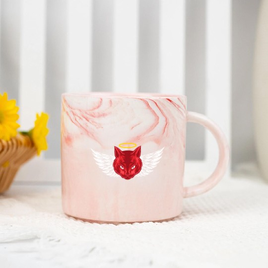 Angel and devil cat Marble Mugs