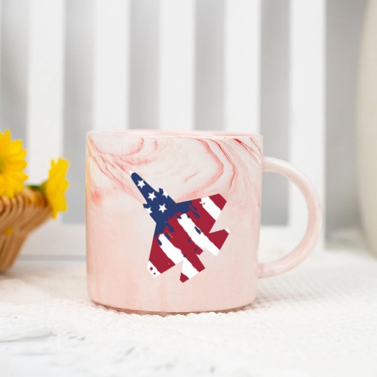 F-35 Lightning Military American Painted Flag Jet Marble Mugs