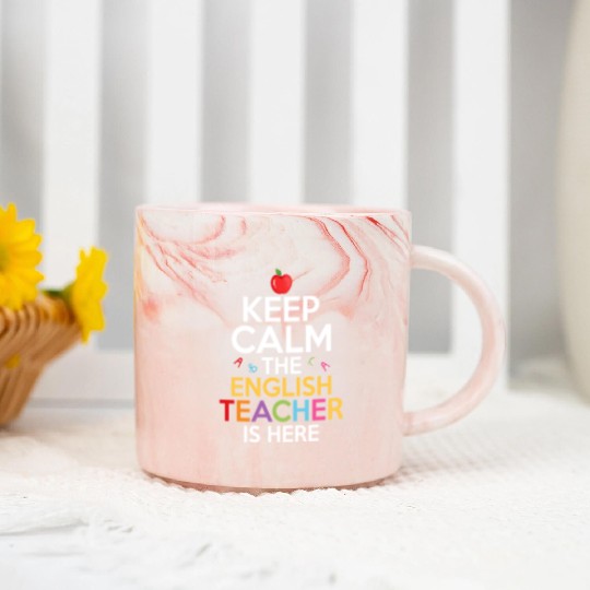 Keep Calm The English Teacher Is Here Grammar Lang Marble Mugs