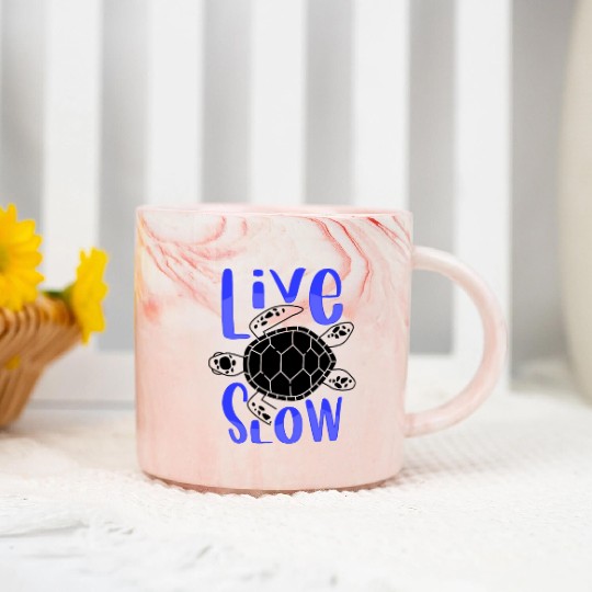 Relax and Live Slow Sea Turtle Beachy Vacation Marble Mugs