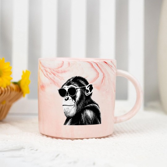 Chimpanzee with sunglasses Marble Mugs