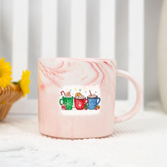 Christmas Hot Chocolate Peppermint Mocha Marble Mugs