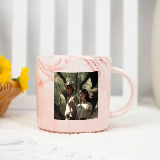 screengrab from a 1920s film scene beautiful Marble Mugs