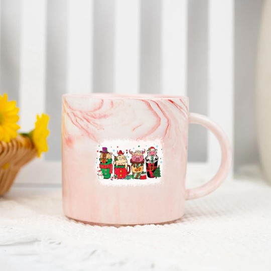 Christmas Coffee Cup Bleached Marble Mugs