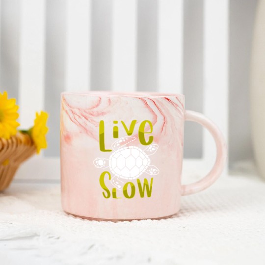 Relax and Live Slow Sea Turtle Beachy Vacation Marble Mugs