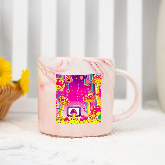 Psychedelic Video Game Fantasy World Marble Mugs