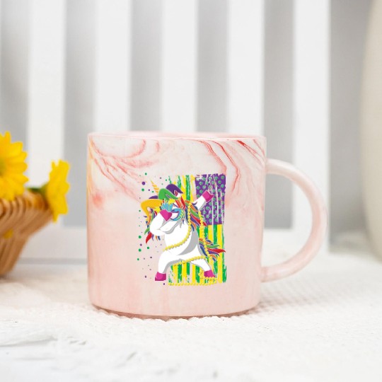 Dab Unicorn Festival Parade Beads Mardi Gras Marble Mugs