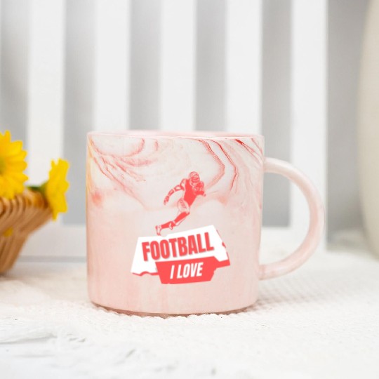 I Love Football Game Day Marble Mugs, Football Marble Mugs