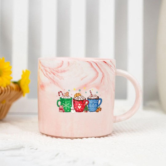 Christmas Hot Chocolate Cup Marble Mugs