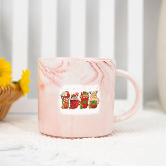 Christmas Coffee Cup Bleached Marble Mugs