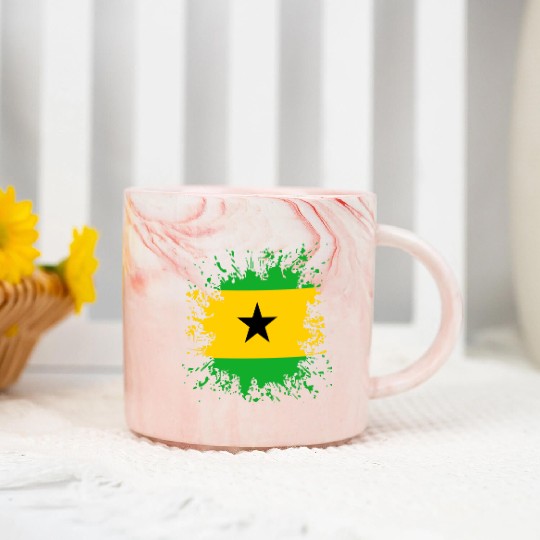 Sao Tome And Principe Flag Paint Splatter Marble Mugs