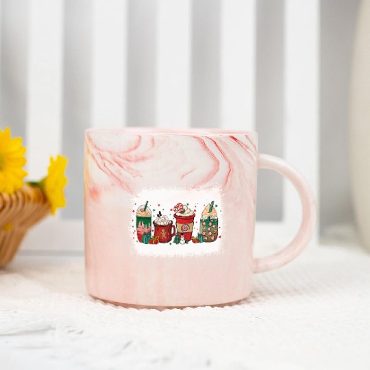 Christmas Coffee Cup Bleached Marble Mugs