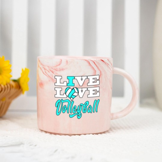 Volleyball Live Love Light Blue For Girlsns Marble Mugs