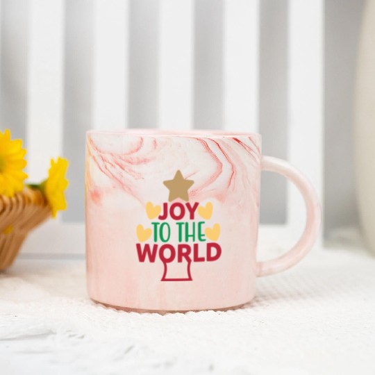 Joy-To-The-World Cristmas Marble Mugs Design