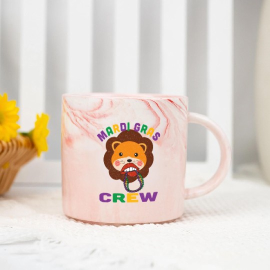 Mardi Gras Crew Lips Lion Marble Mugs