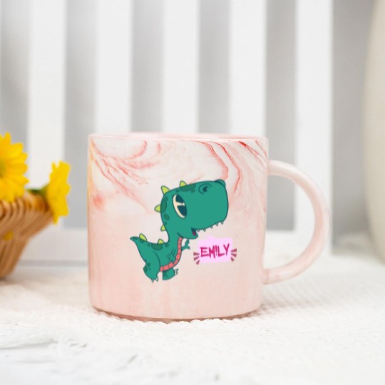 EMILY - Lovely girl name with cute dinosaur Marble Mugs