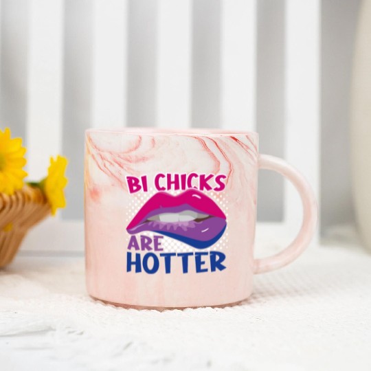 Bi Chicks Are Hotter Bisexual Pride Flag Lips Marble Mugs