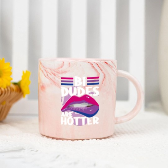 Bi Dudes Are Hotter Bisexual Pride Flag Lips Marble Mugs