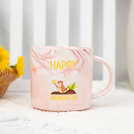 Happy Groundhog Day Marble Mugs