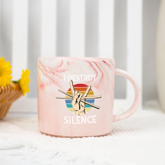I Destroy Silence Drummer Band Music Beat Drum Marble Mugs