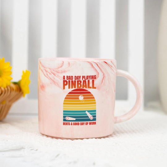 Retro Pinball Beats Work Arcade Machine Marble Mugs