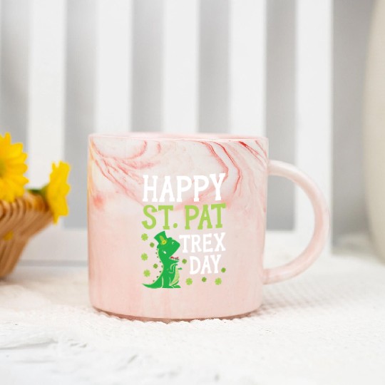 Happy St. Pat Trex Day Saint Patrick Dinosaur Marble Mugs