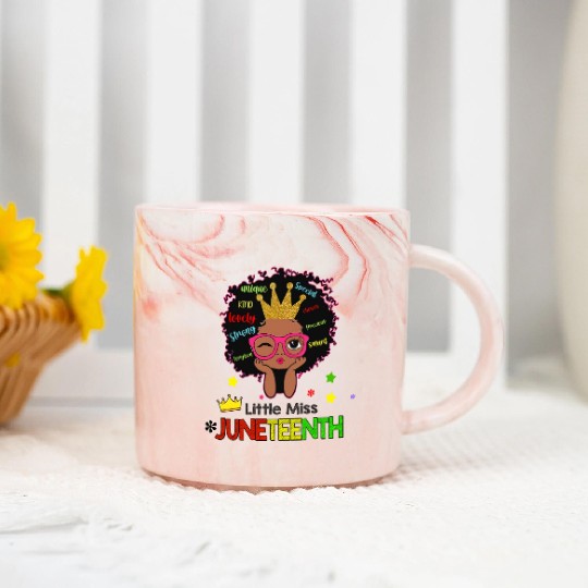 Afro Lady Woman, Juneteenth Day Marble Mugs