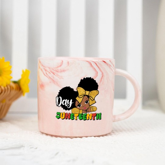 Juneteenth Day Celebration Afro Girl Marble Mugs