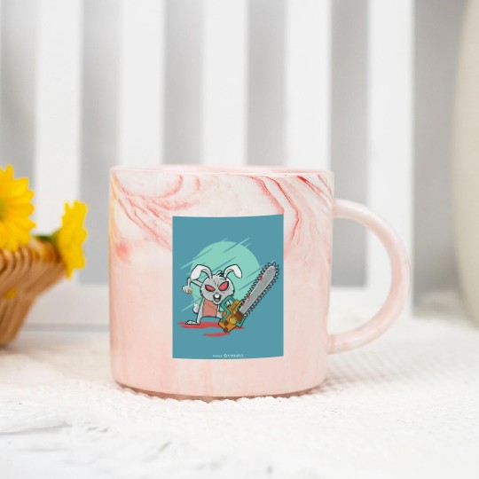 Angry rabbit chainsaw Angry rabbit chainsaw inspir Marble Mugs