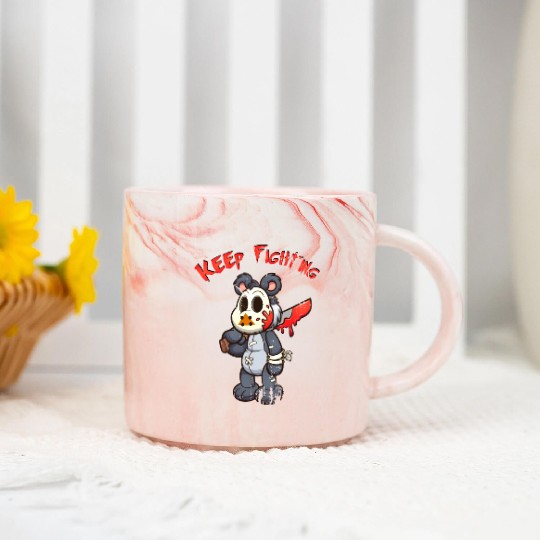 Keep Fighting Teddys Horror Halloween Marble Mugs