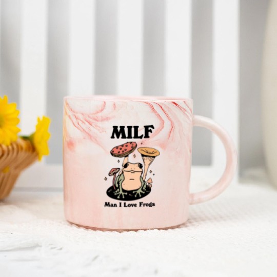 milf man i love frogs Marble Mugs