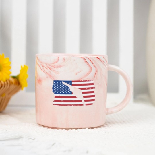 B-2 Stealth Bomber Military Airplane American Flag Marble Mugs