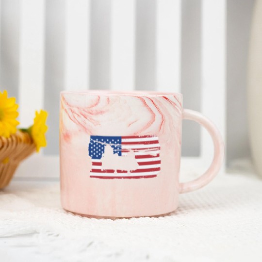 CH47 Chinook Military Helicopter American Flag Marble Mugs