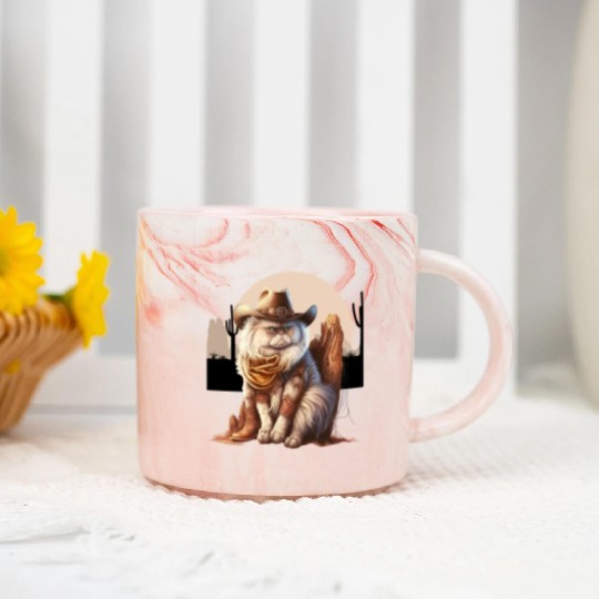Cat Cowboy Hat meow Cowboy Cat Meme Marble Mugs