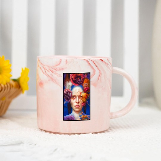 Painting Woman and flower Marble Mugs